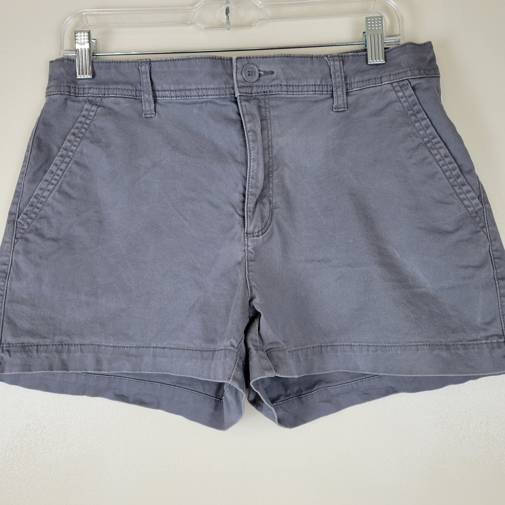 A New Day‎ Gray Stretch Chino Shorts Womens Size 8 Mid Rise Cotton Twill Casual